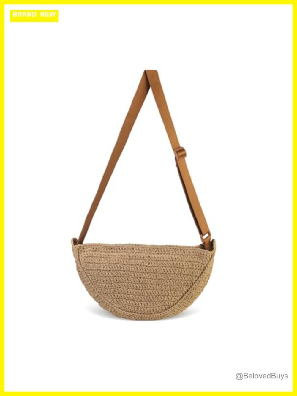 Handwoven Straw Crossbody Bag with Adjustable Strap for Summer Beach